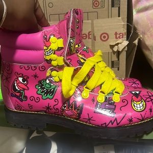 Jeremy Scott Adidas Leather Ankle Boots- Pink